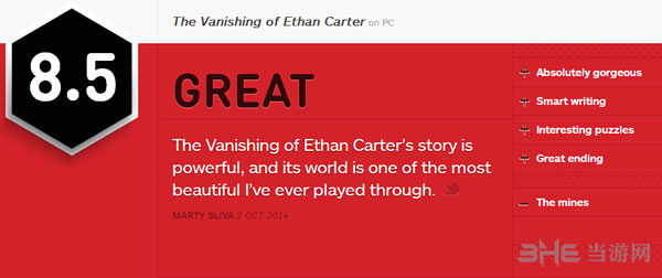 伊森卡特的消失获IGN8.5好评