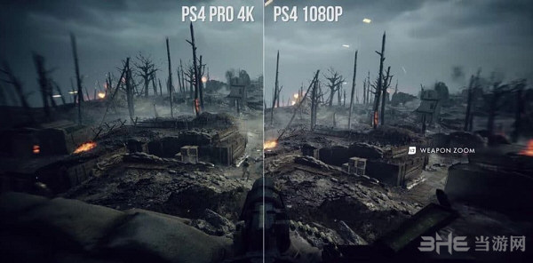 《战地1》PS4 Pro 4K画质与普通版对比视频 