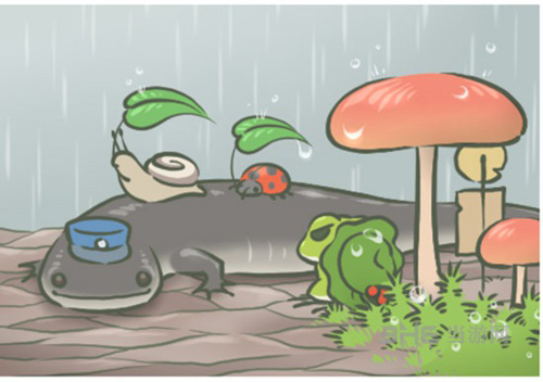 旅行青蛙下雨天图片