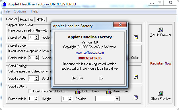 Applet Headline Factory图