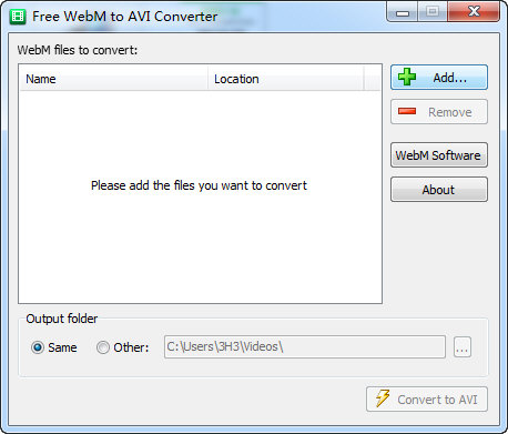 Free WebM to AVI Converter图