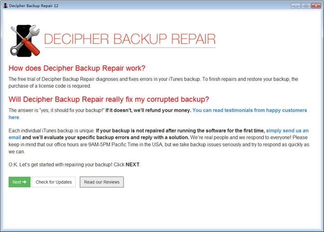 Decipher Backup Repair图