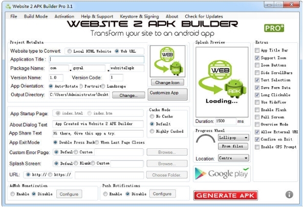 Website 2 APK Builder Pro软件图片