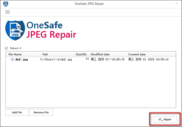 OneSafe JPEG Repair软件图片4
