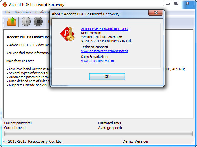 Accent PDF Password Recovery图