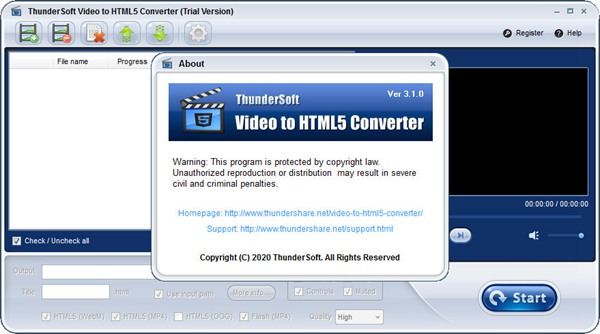 ThunderSoft Video to HTML5 Converter图