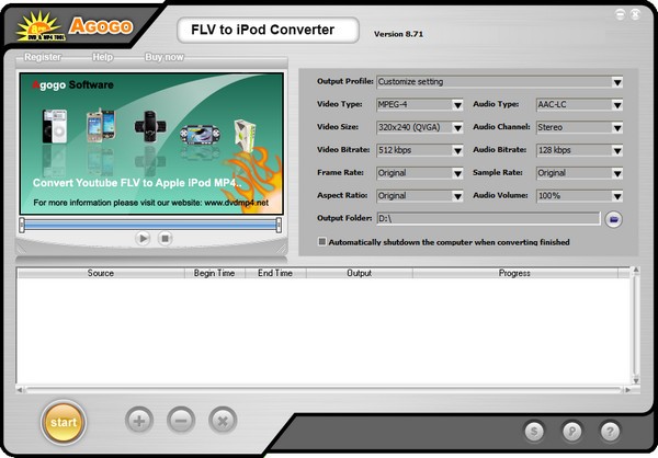 Agogo FLV to iPod Converter截图