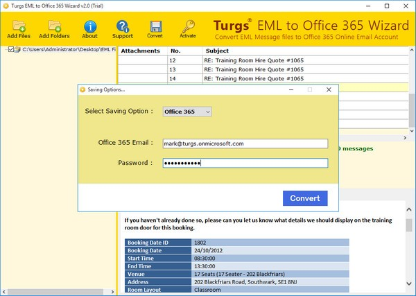 Turgs EML to Office 365 Wizard截图2