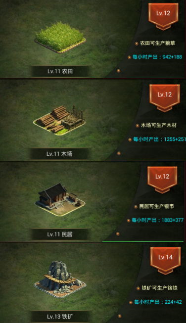 正統(tǒng)三國(guó)建筑升級(jí)順序