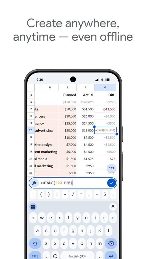 谷歌表格app截图1