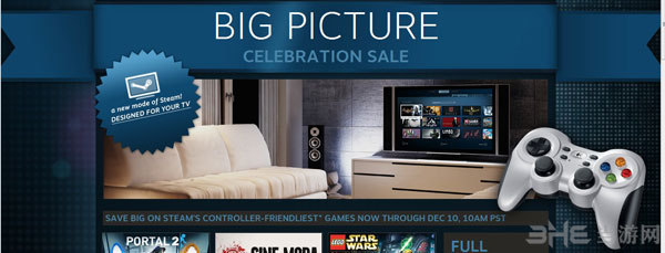 steam平台登录电视 大界面模式让你在客厅里就玩传送门