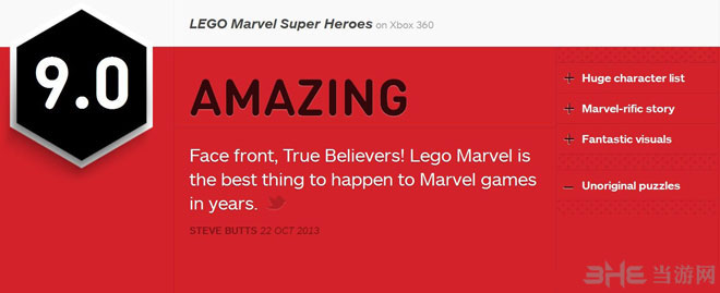 乐高漫威超级英雄获IGN9分好评