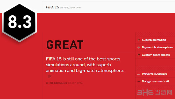 FIFA15获IGN8.3好评