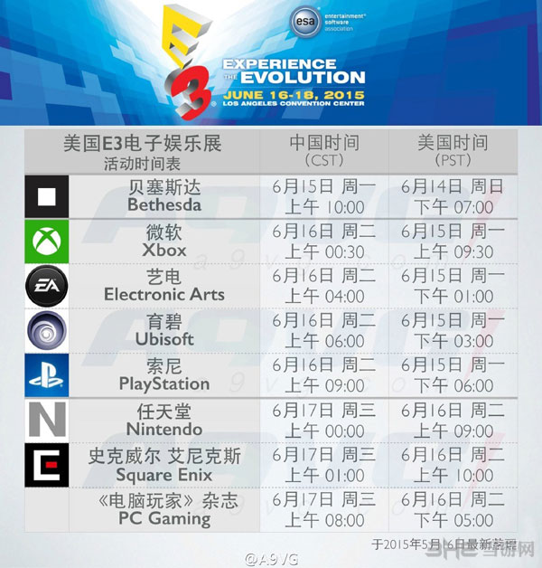 E3 2015发布会时间