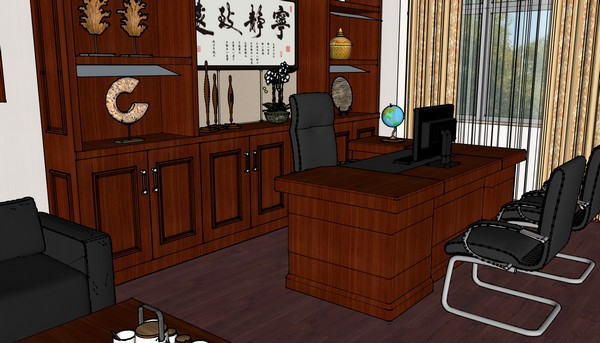 中式办公室SKP模型