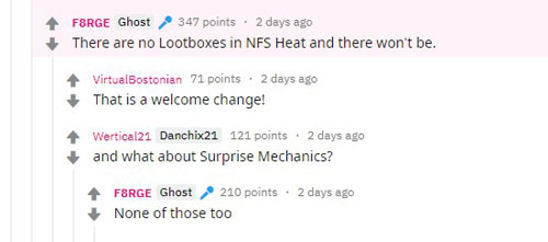 EA社区经理确认《极品飞车：热度》不会有氪金箱