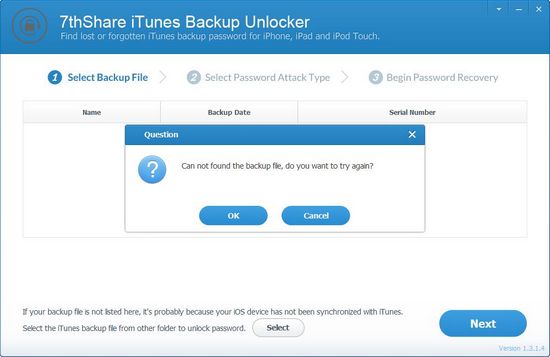 7thShare iTunes Backup Unlocker图片