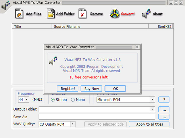 Visual MP3 To WAV Converter图
