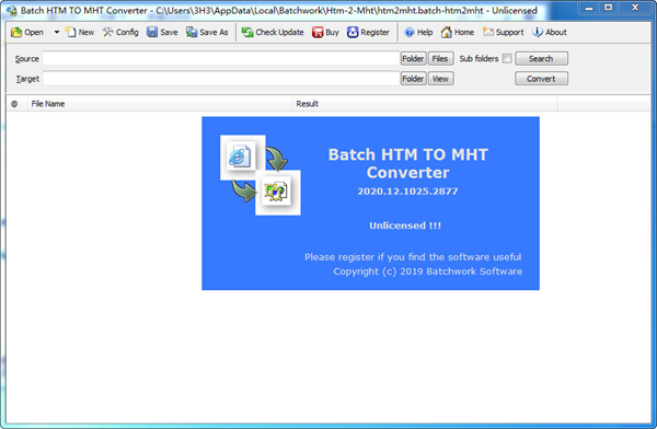 Batch HTML to MHT Converter图