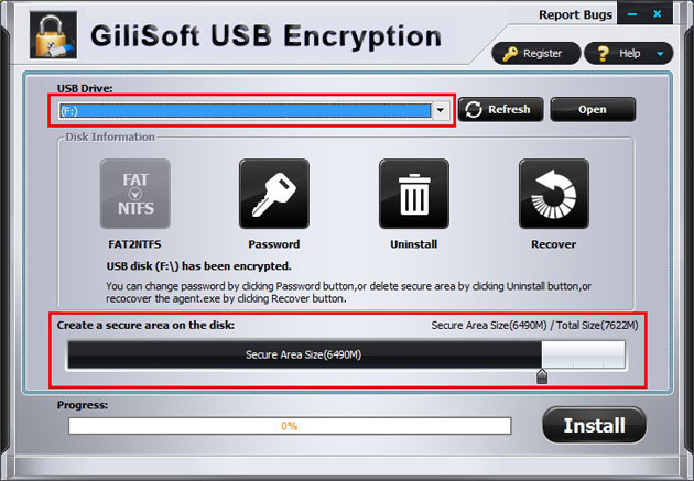 gilisoft usb encryption截图