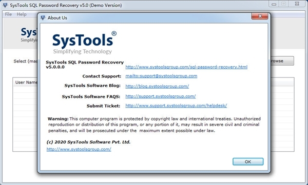SysTools SQL Password Recovery软件图片2