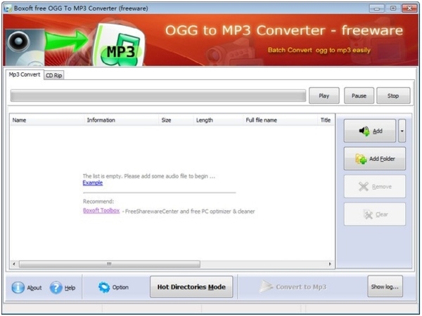 Boxoft free Ogg to MP3 Converter软件图片2