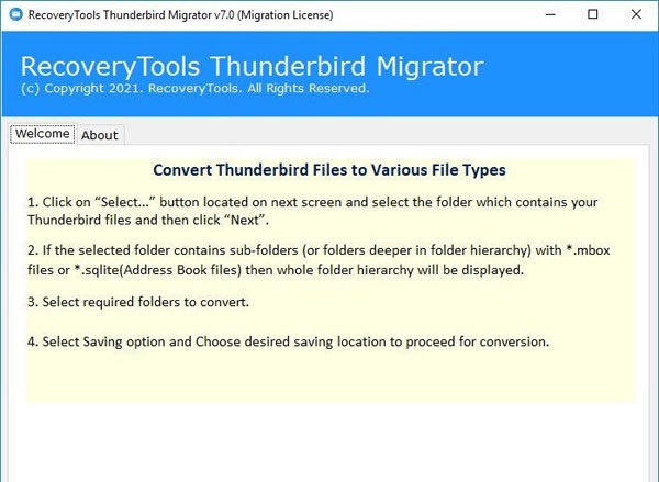 RecoveryTools Thunderbird Migrator截图