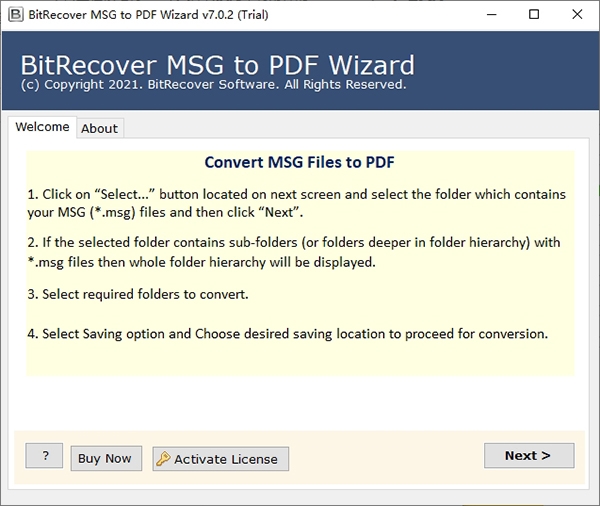 BitRecover MSG to PDF Wizard图片