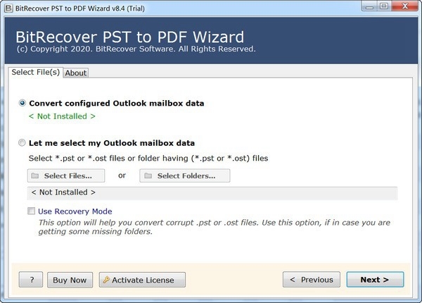 BitRecover PST to PDF Wizard软件截图1