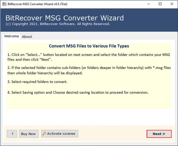 BitRecover MSG Converter Wizard截图1
