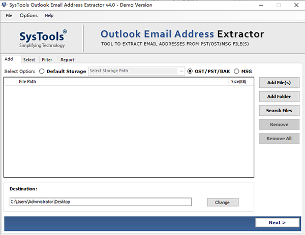 SysTools Outlook Email Address Extractor图片