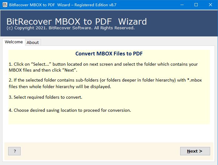 BitRecover MBOX to PDF Wizards图片1