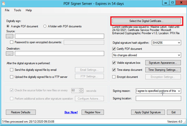 SecureSoft PDF Signer Server截图