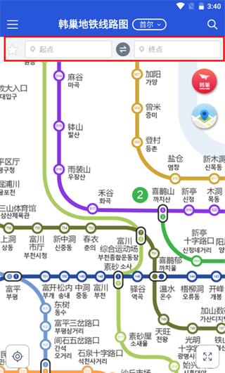 韩巢地铁线路图图片3