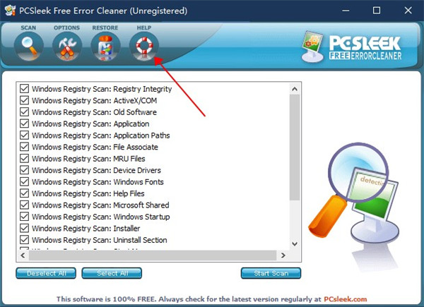 PCSleek Free Error Cleaner1