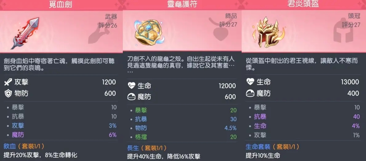 常见角色装备推荐7